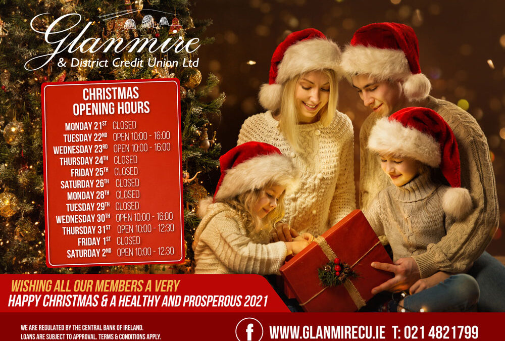 Glanmire and District Credit Union Christmas 2020 Opening Hours