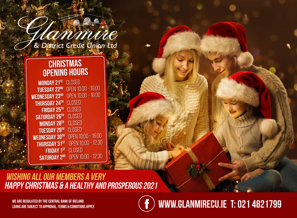 Glanmire and District Credit Union Christmas Opening Hours 2020